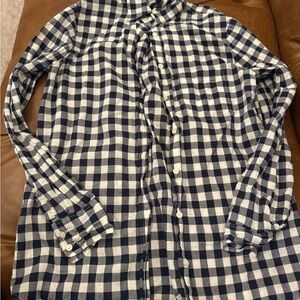 J. Crew Navy and White Gingham Button-Down Shirt